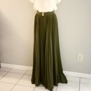 Banana Republic Heritage Collection Pleated Maxi Skirt Olive Green Lined